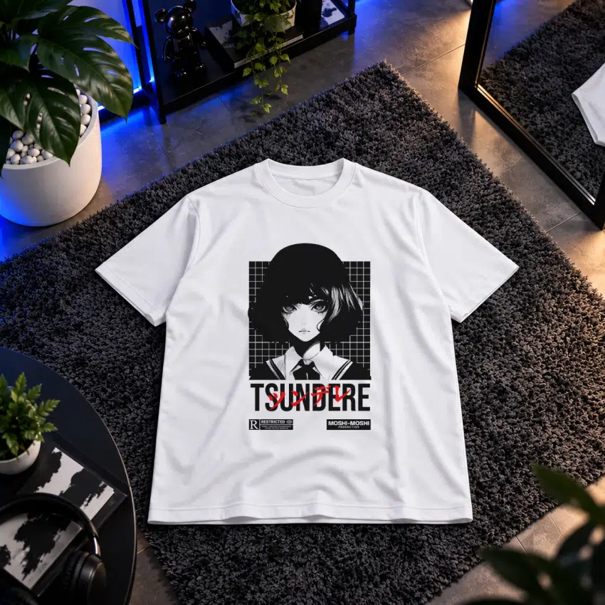 تیشرت طرح دختر انیمه‌ای Tsundere