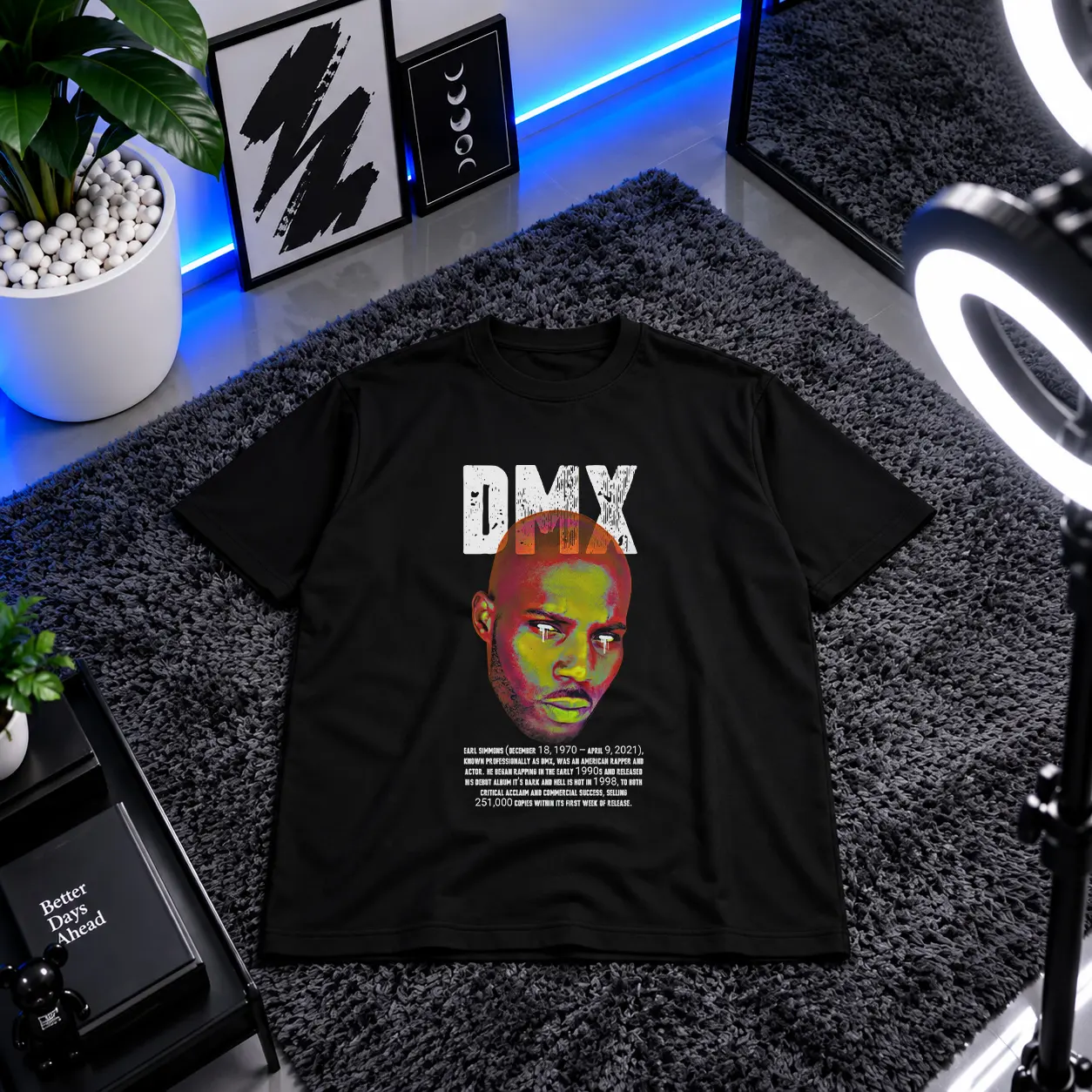 تیشرت دی‌ام‌ایکس طرح پرتره رپ (DMX) کد 29801
