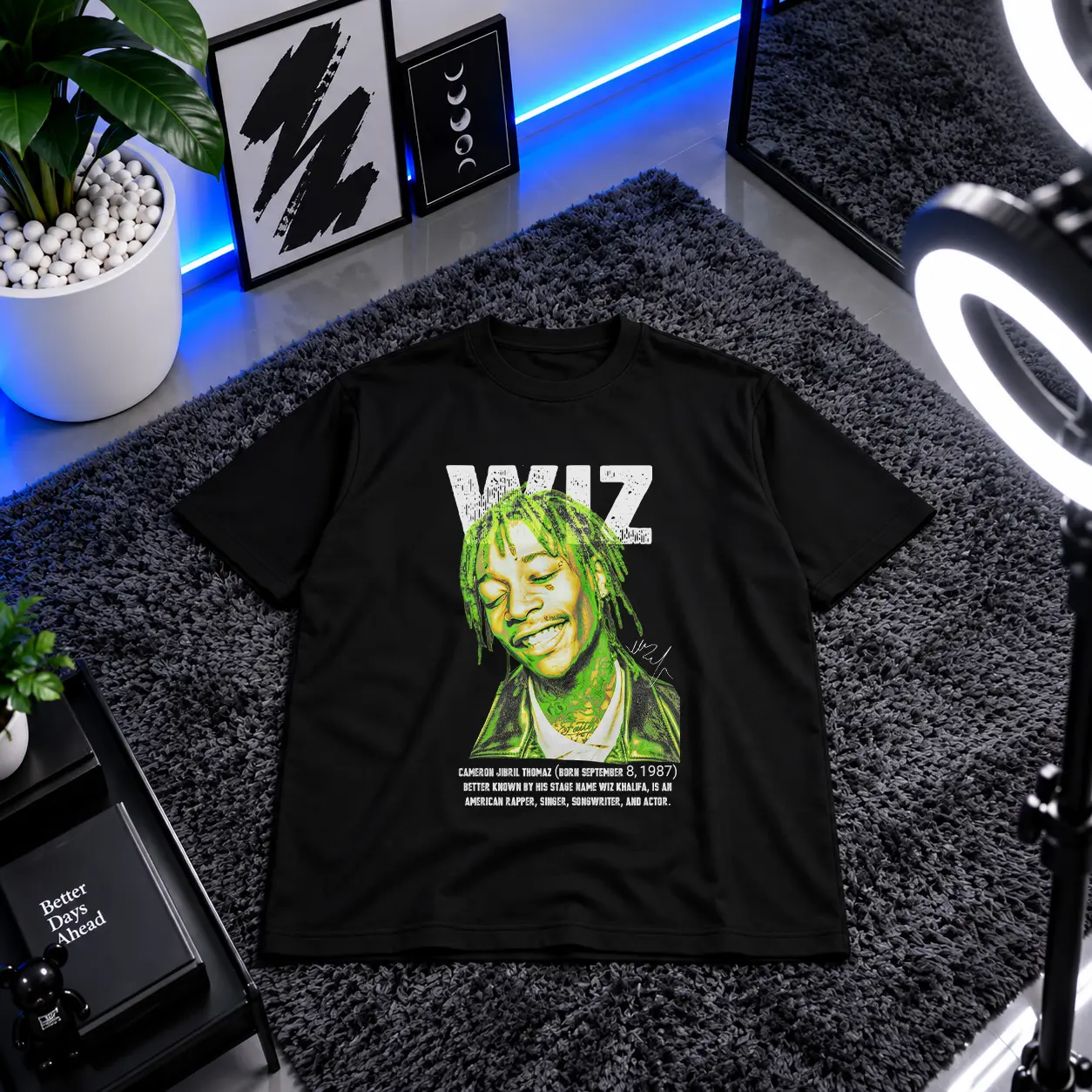 تیشرت ویز خلیفا طرح پرتره (Wiz Khalifa) کد 29818