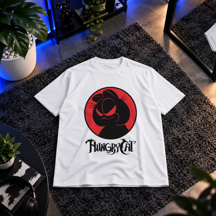 تیشرت طرح لوگوی Hungry Cat