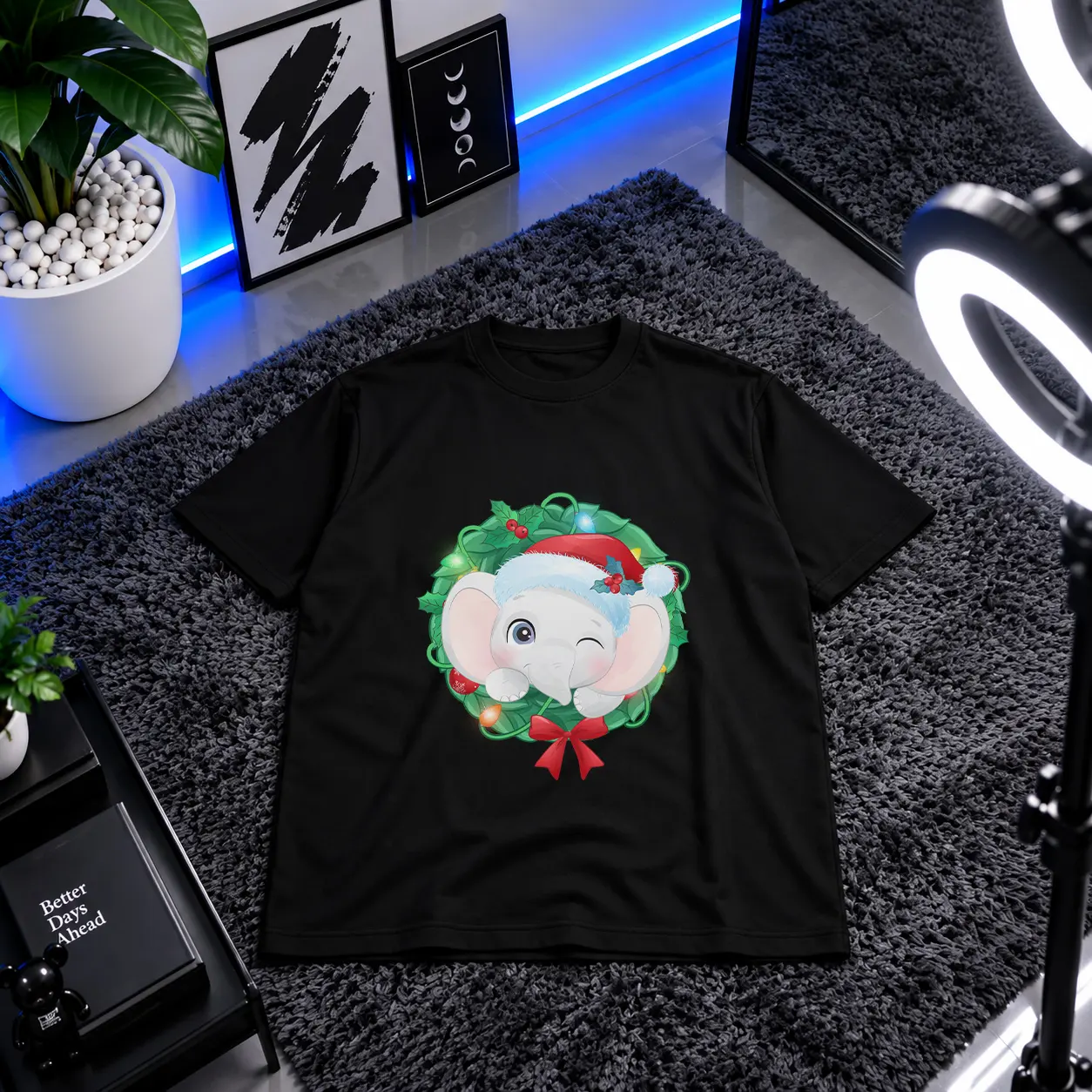 تیشرت کریسمس طرح فیل کارتونی بامزه کد 3033