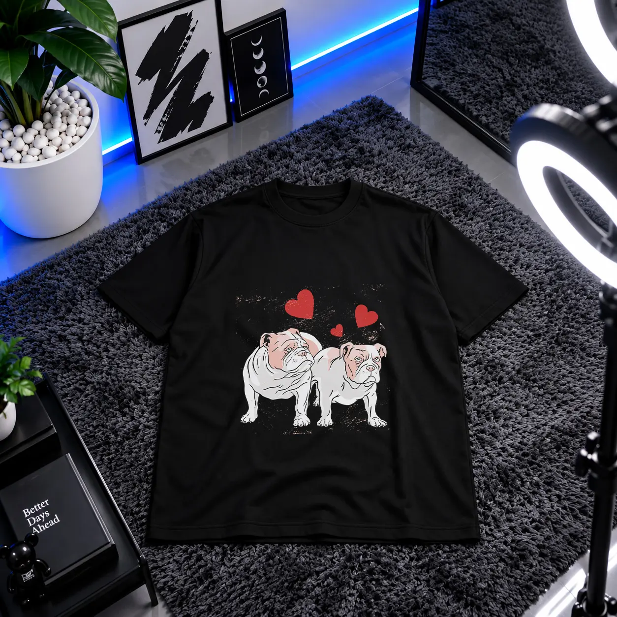 تیشرت سگ بولداگ طرح عاشقانه کد 30377