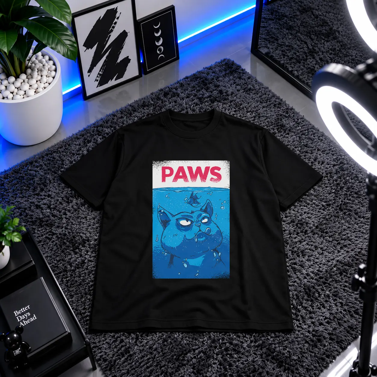 تیشرت گربه طرح زیر آب (Paws) کد 30433