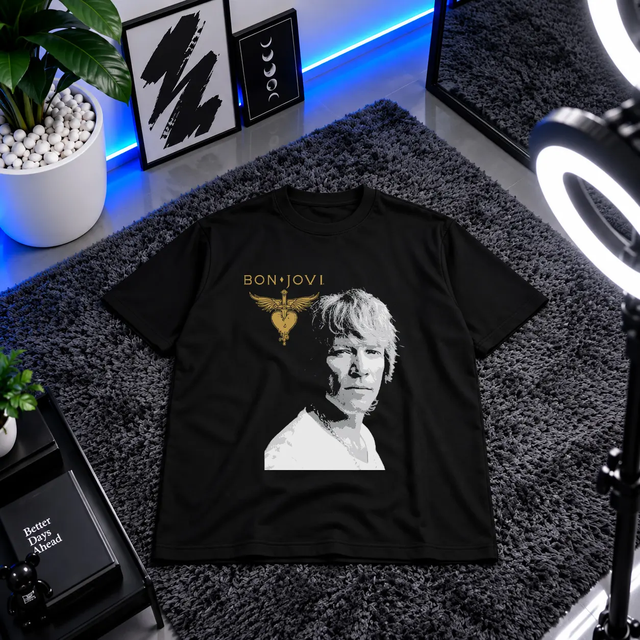 تیشرت بون جووی طرح پرتره راک (Bon Jovi) کد 30536