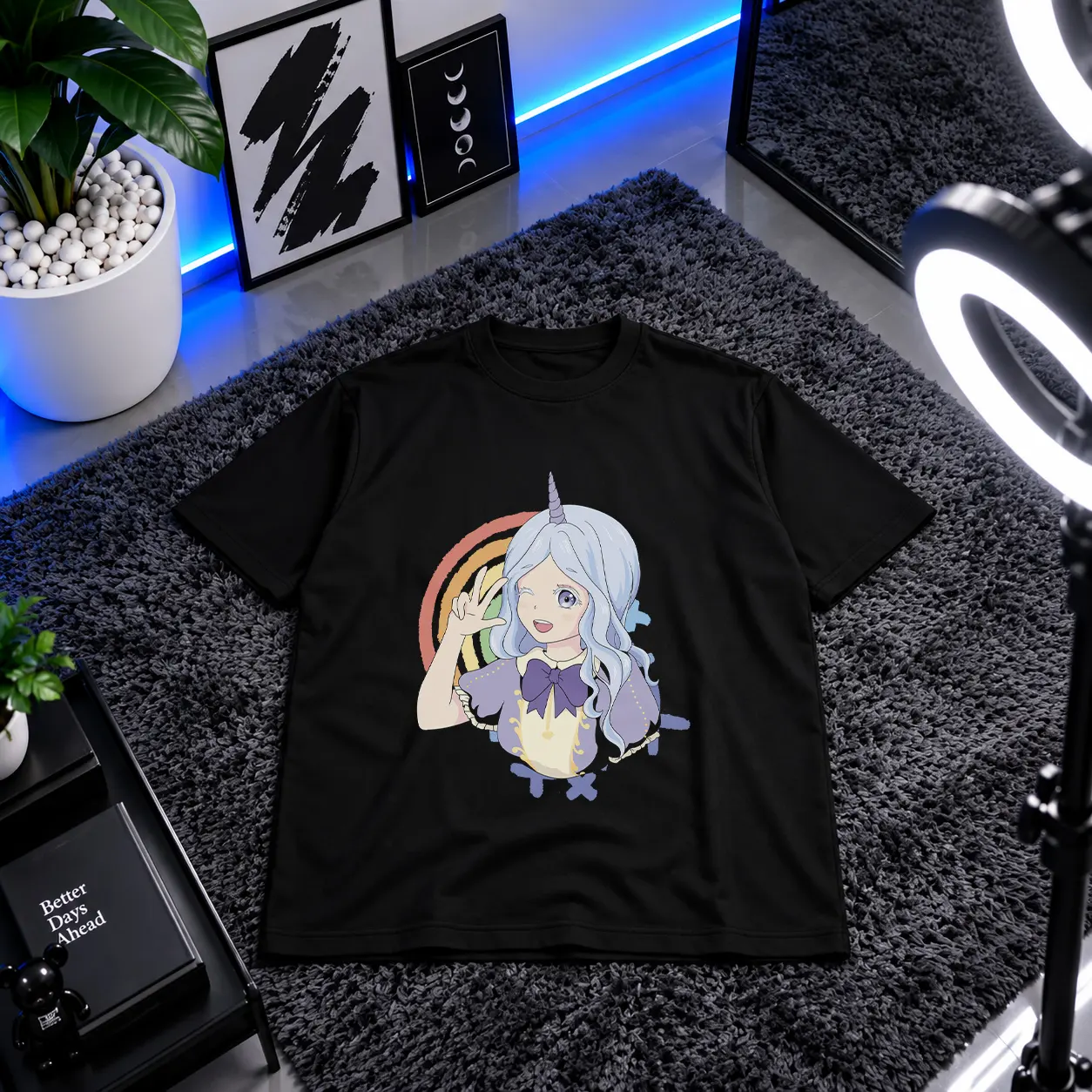 تیشرت انیمه طرح دختر یونیکورن فانتزی (Unicorn Girl) کد 30756