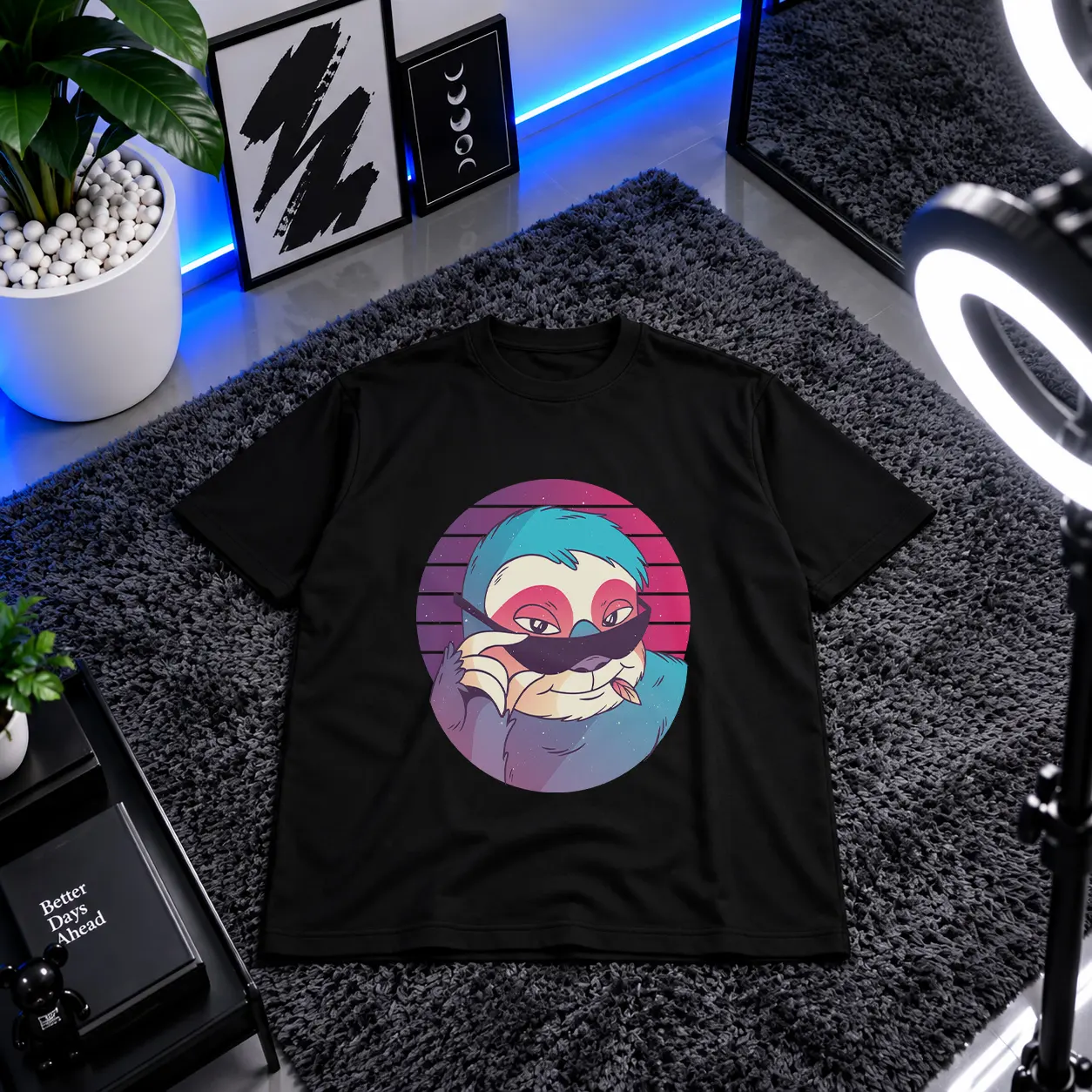 تیشرت طرح تنبل رترو با ماسک (Retro Sloth) کد 30769