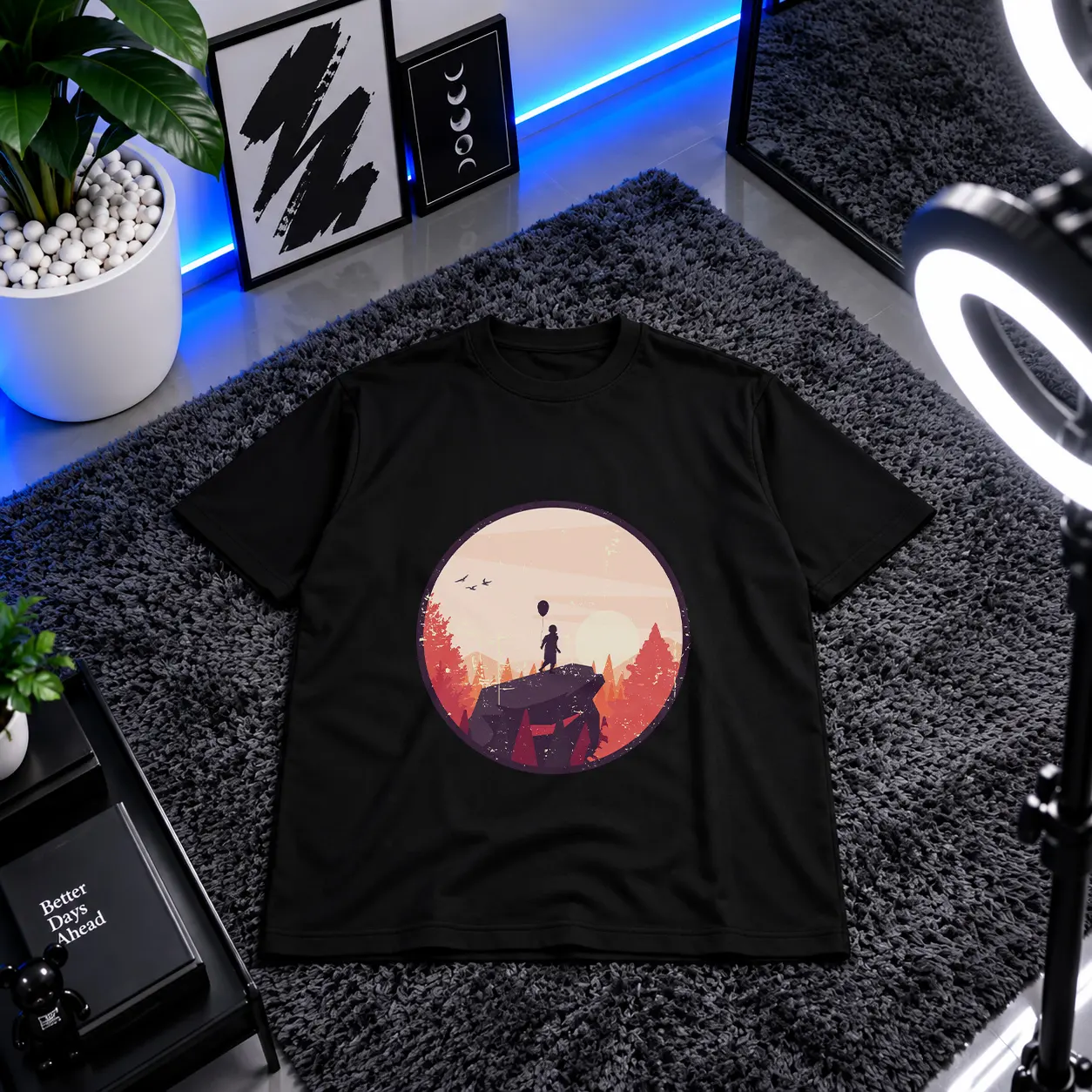 تیشرت طرح تنهایی در جنگل غروب (Sunset Silhouette) کد 30857