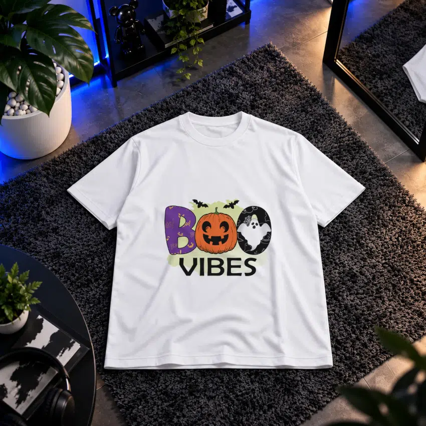 تیشرت طرح تایپوگرافی Boo Vibes هالووین