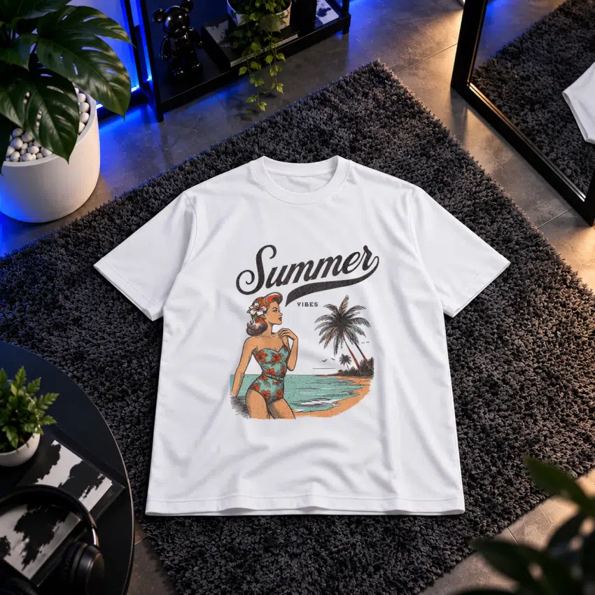 تیشرت طرح دختر ساحلی Summer Vibes
