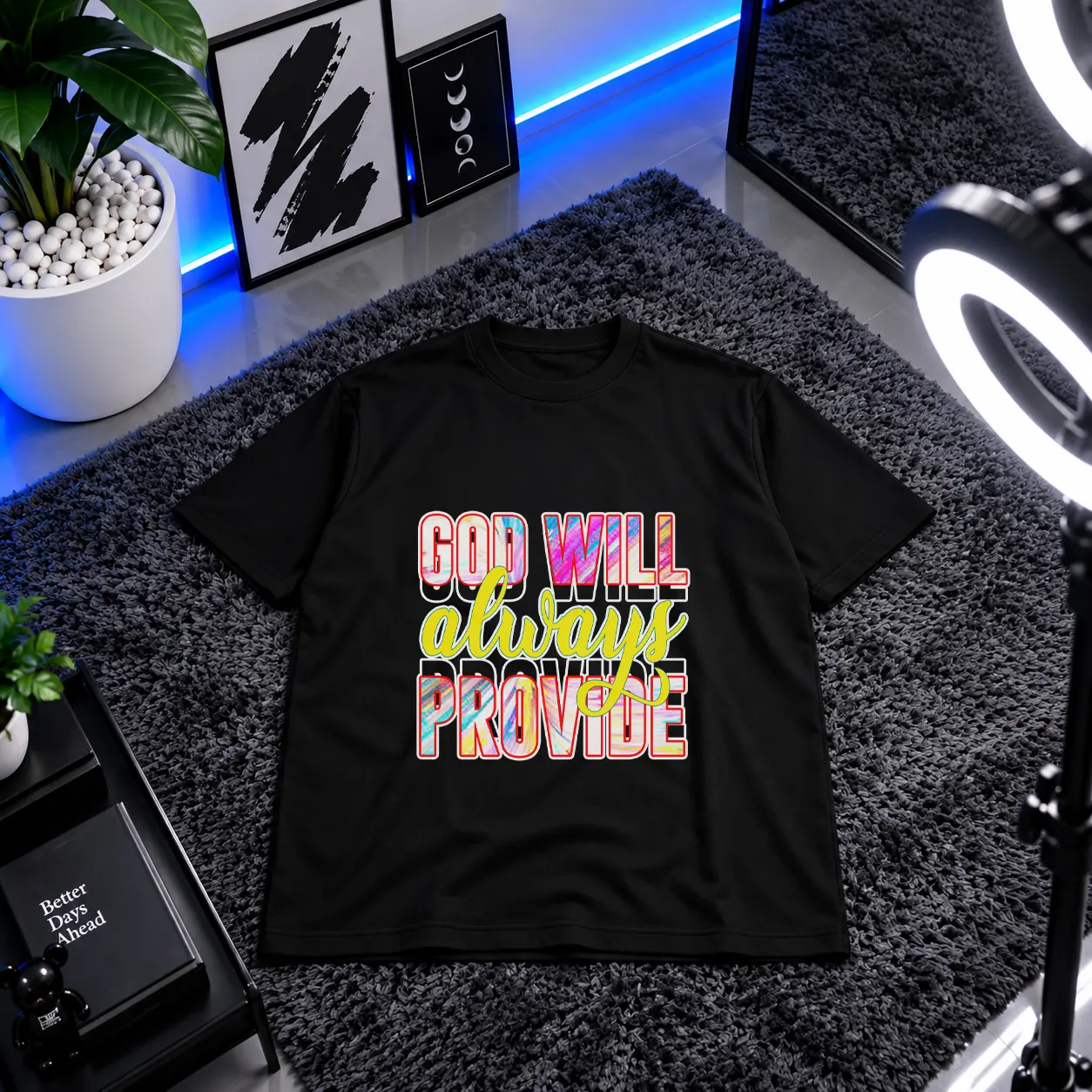 تیشرت نوشته God Will Always Provide رنگی کد 319