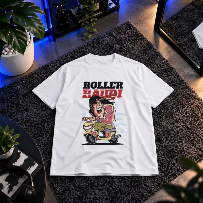 تیشرت طرح دختر اسکوترسوار Roller Rage