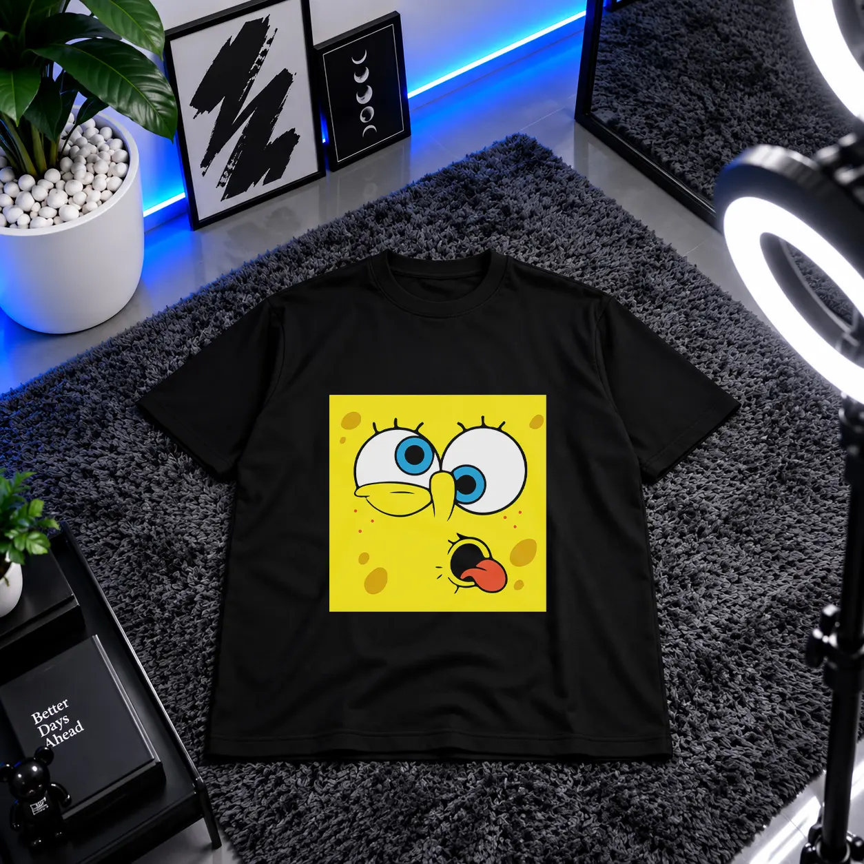 تیشرت باب اسفنجی طرح صورت کارتونی (SpongeBob) کد 3319