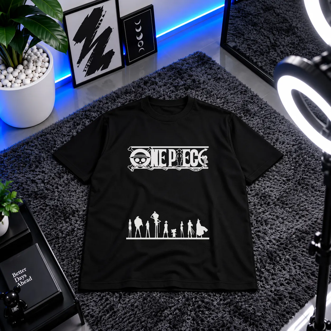 تیشرت انیمه وان پیس طرح سیلوئت (One Piece Silhouette) کد 333