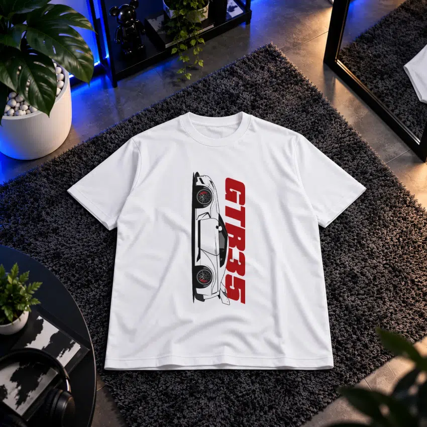 تیشرت نیسان GT-R R35 طرح تایپوگرافی عمودی