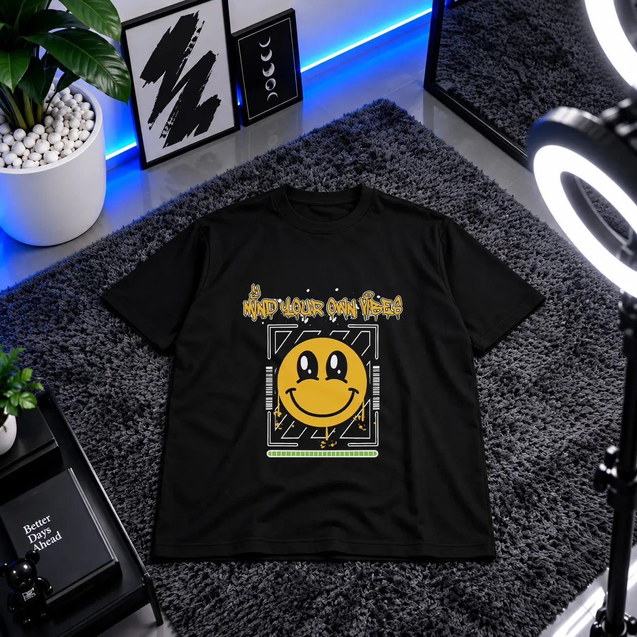 تیشرت حال و هوای مثبت طرح Mind Your Own Vibe کد 3465