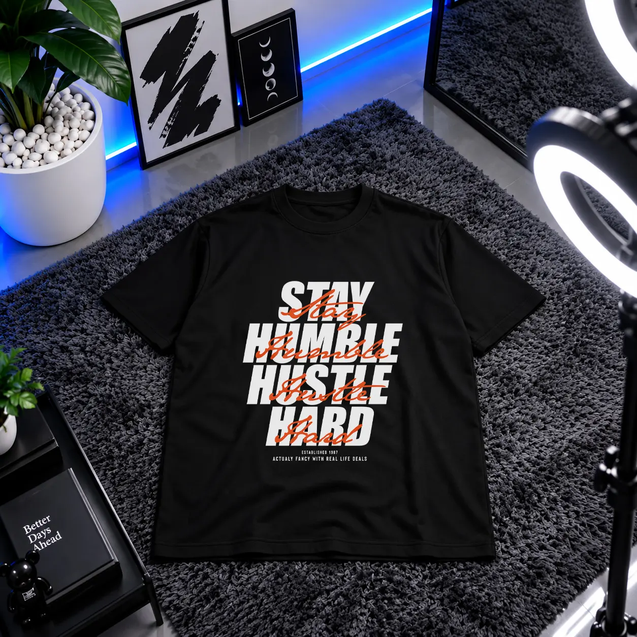 تیشرت انگیزشی نوشته Stay Humble Hustle Hard کد 3852