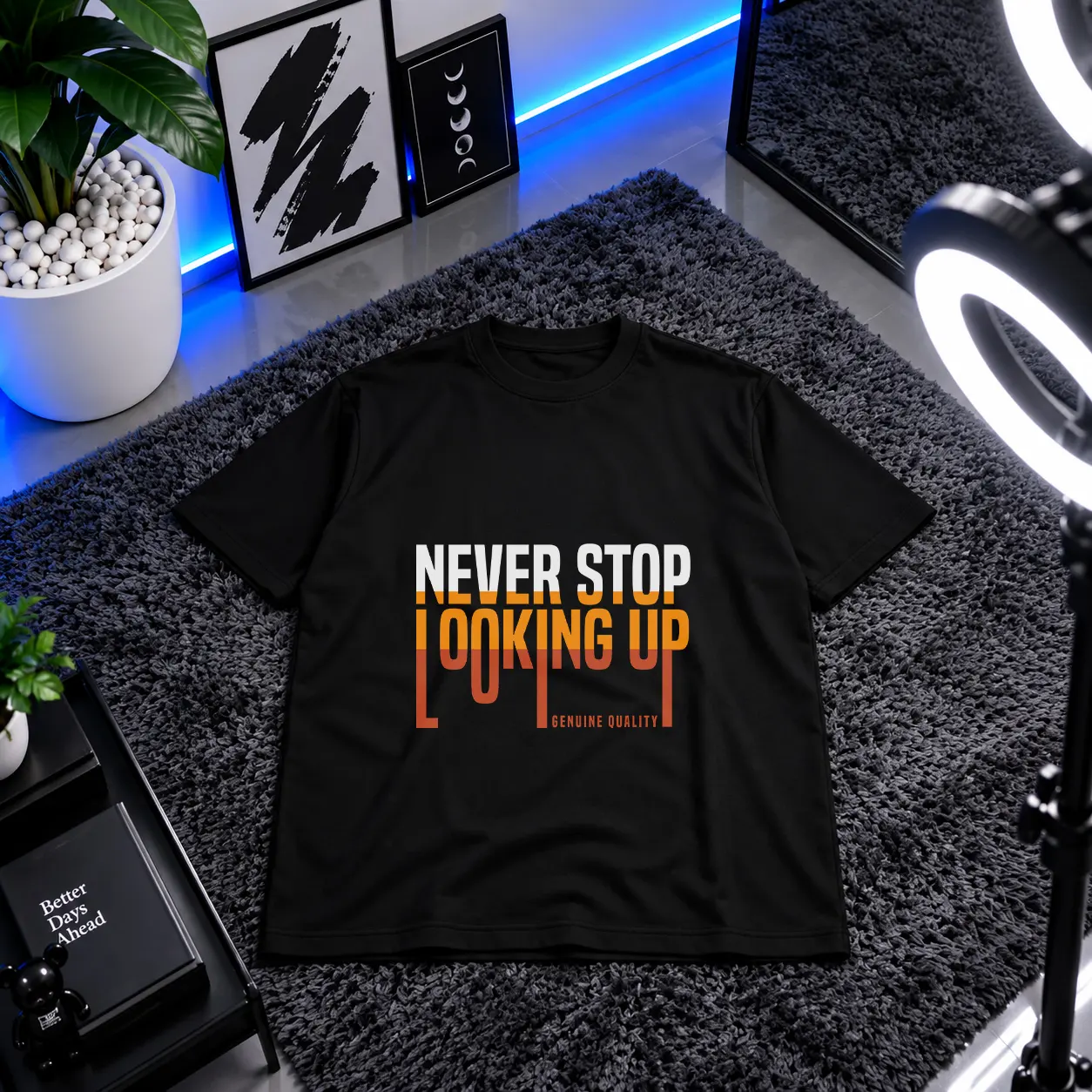 تیشرت انگیزشی نوشته Never Stop Looking Up کد 3866