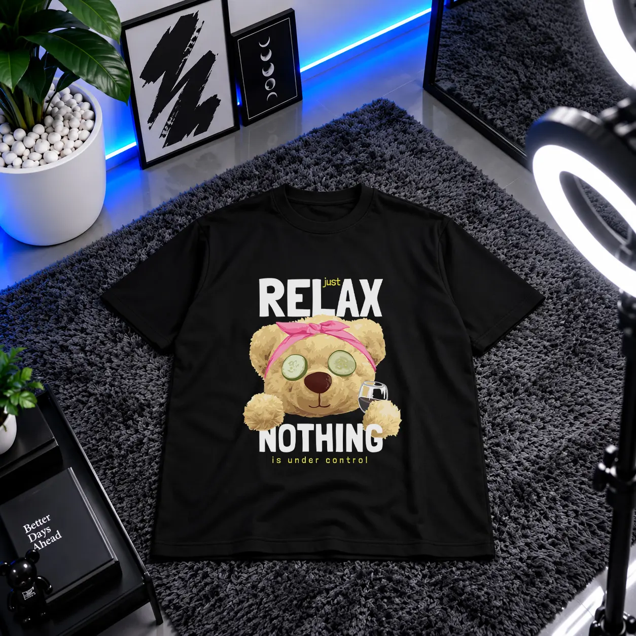 تیشرت خرس ریلکس طرح Nothing Is Under Control کد 3932