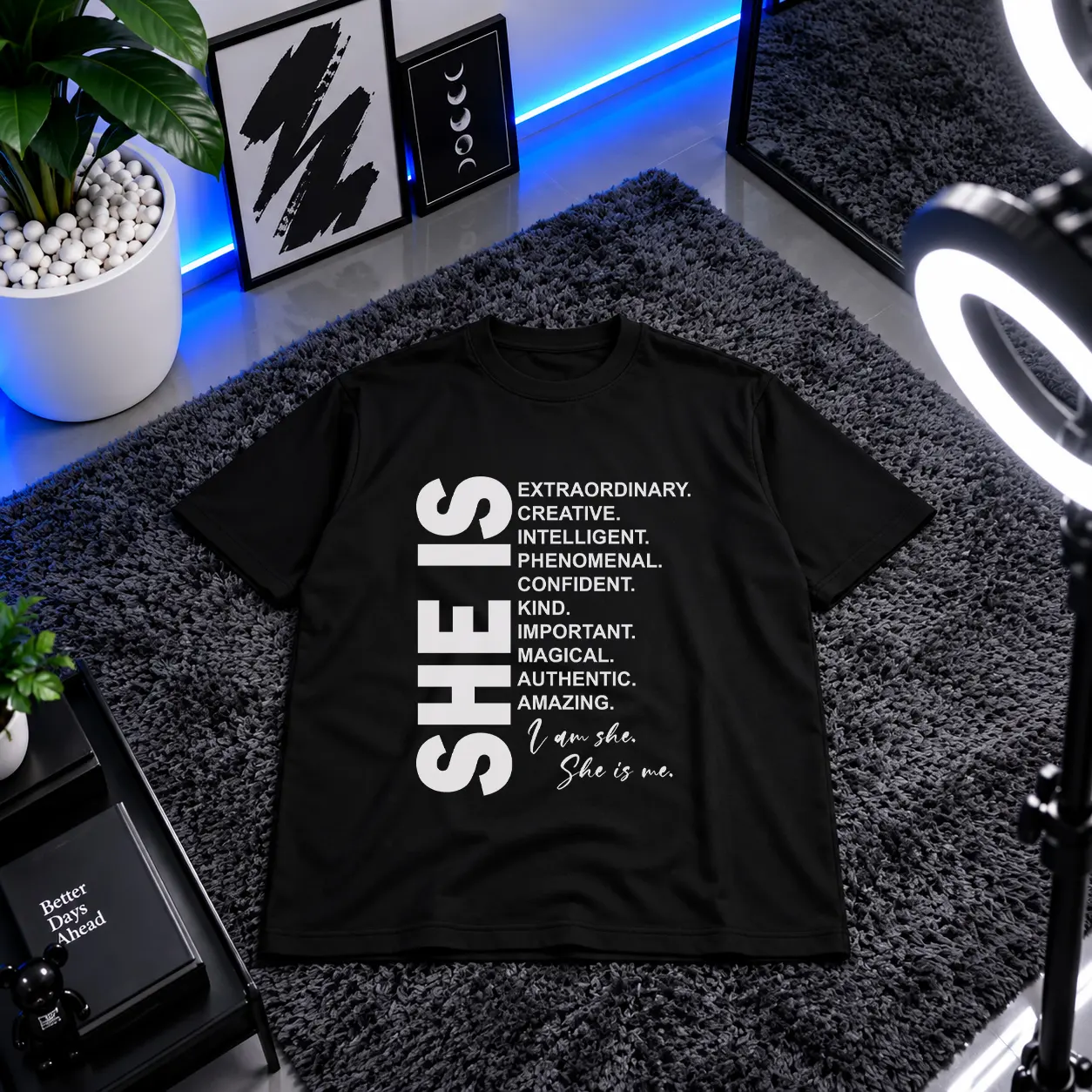 تیشرت دخترانه طرح She Is کد 4243