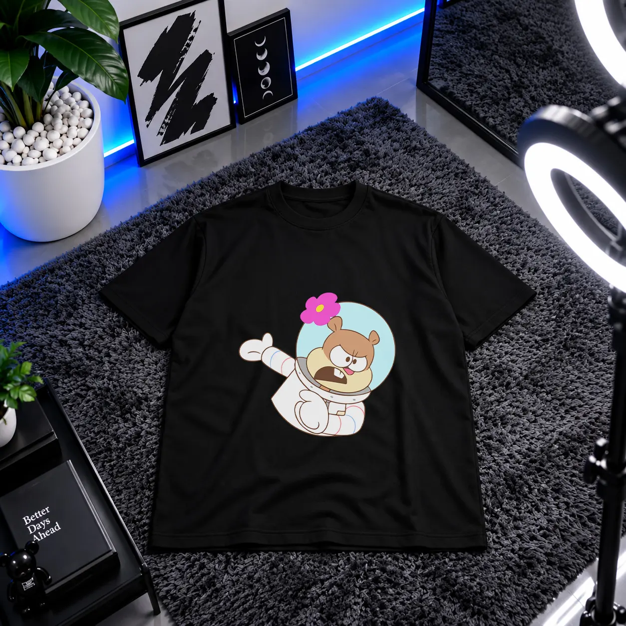 تیشرت باب اسفنجی طرح سندی چیکس فضانورد (Sandy Cheeks) کد 4501