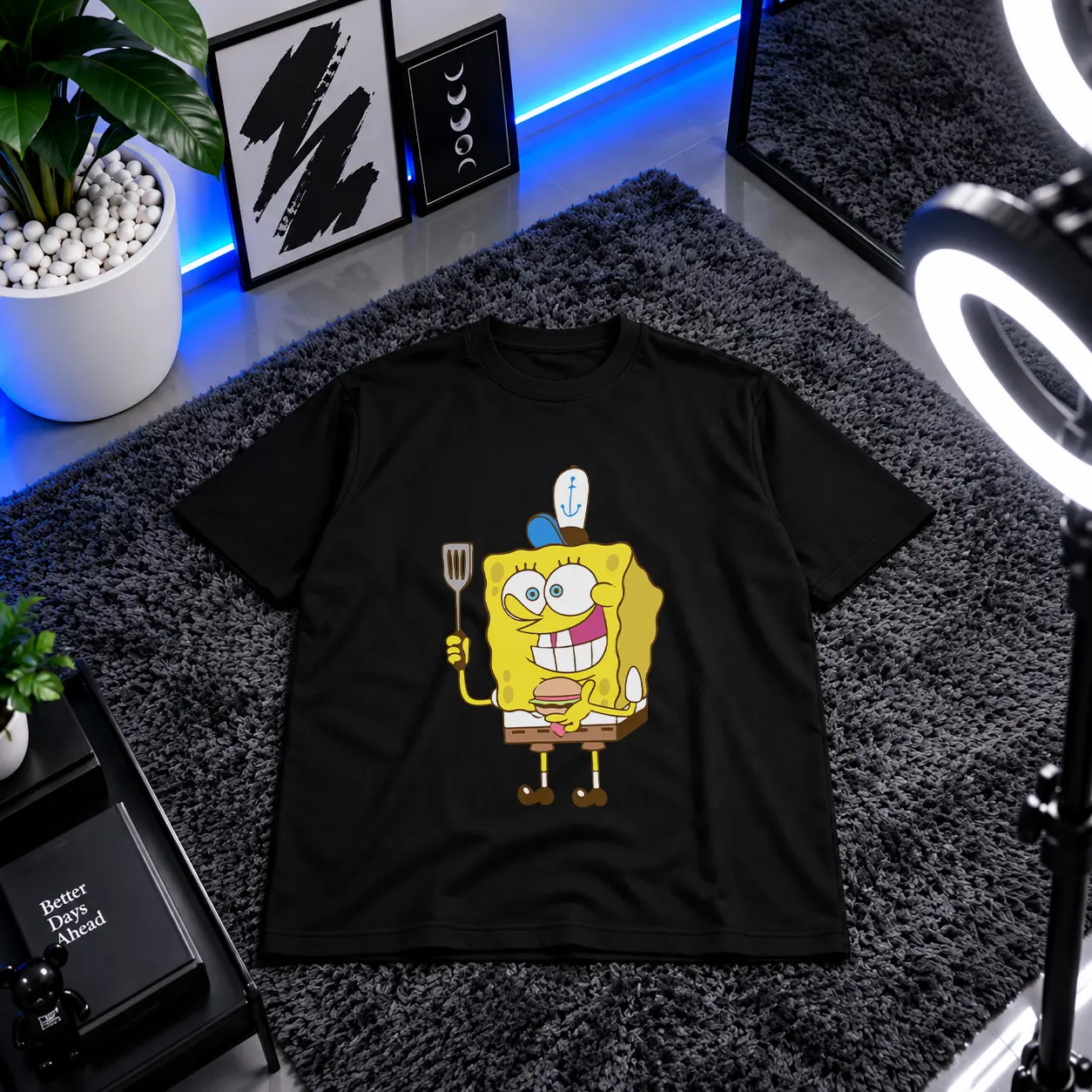 تیشرت باب اسفنجی طرح آشپز با ساندویچ (SpongeBob) کد 4615