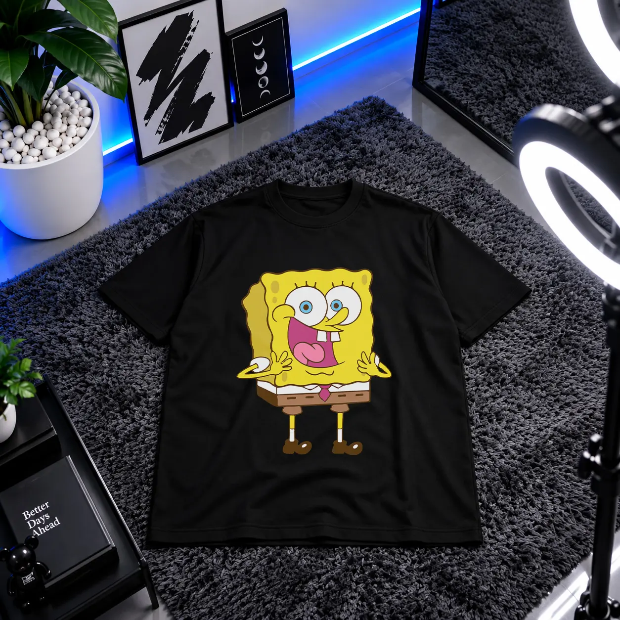 تیشرت باب اسفنجی طرح خنده بلند (SpongeBob) کد 4617