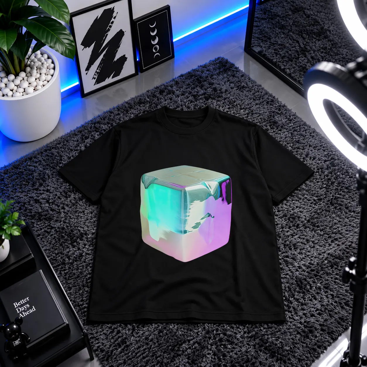 تیشرت طرح مکعب براق (Chrome Cube) کد 5053