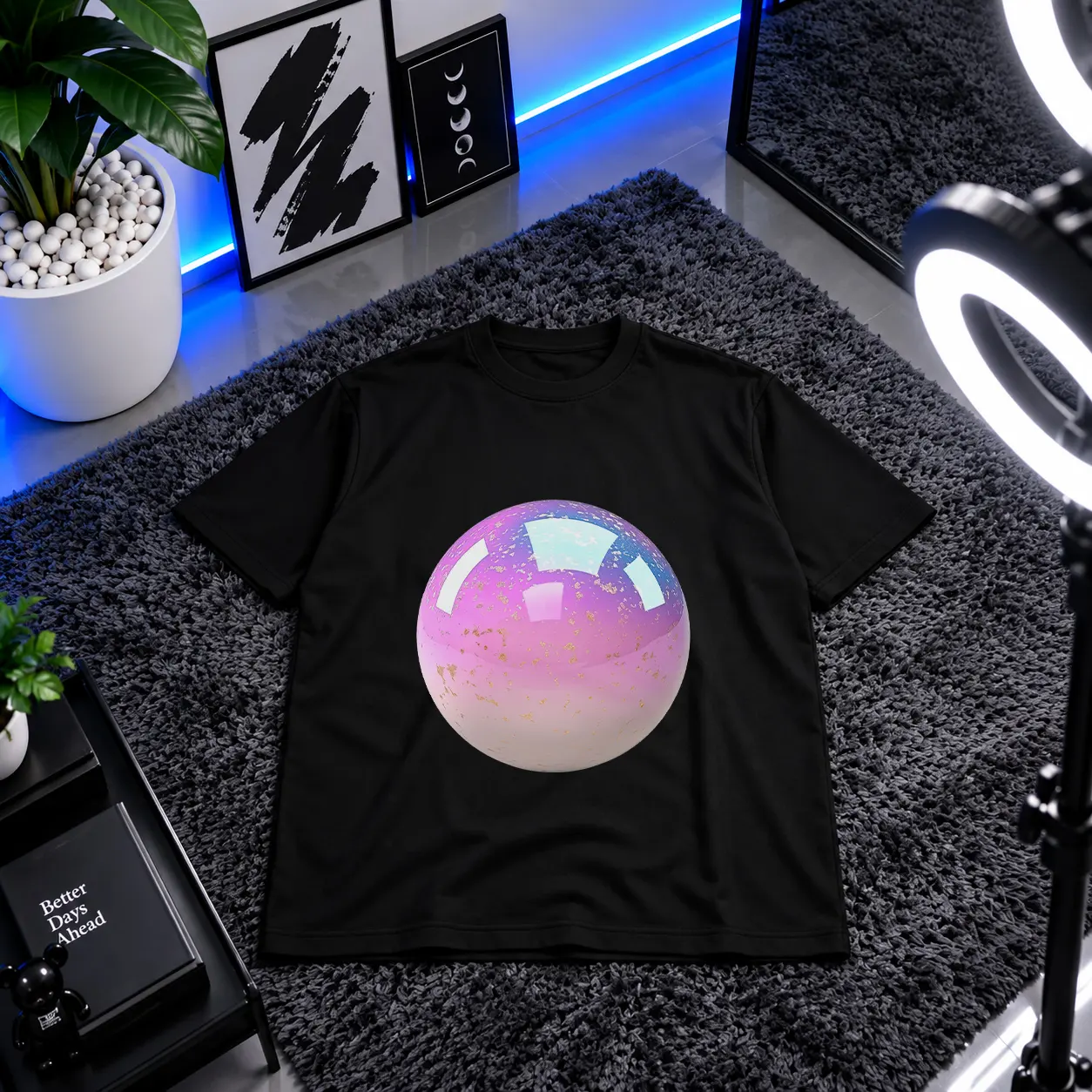 تیشرت طرح کره صورتی طلایی (Pink Gold Orb) کد 5069
