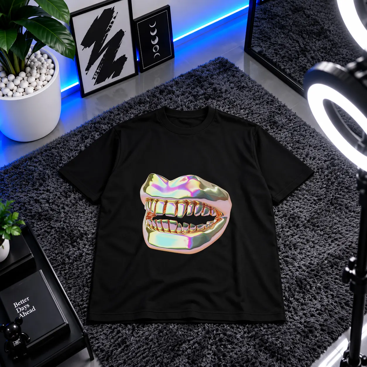 تیشرت طرح دندان طلا براق (Chrome Grillz) کد 5094