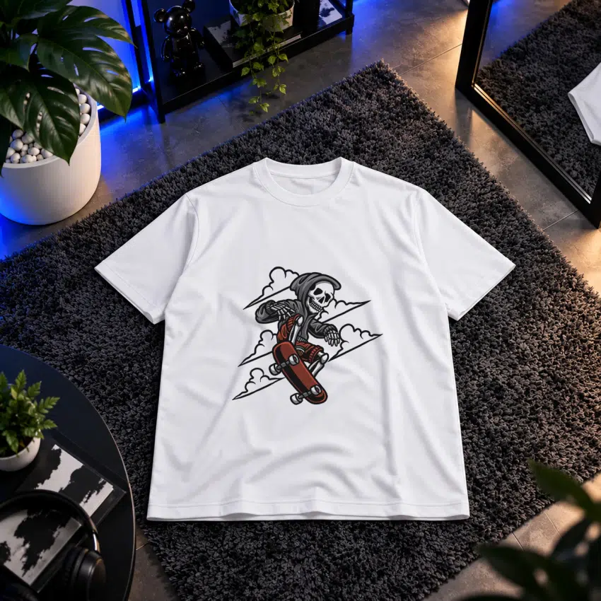 تیشرت فرشته مرگ طرح اسکیت‌برد (Grim Reaper)