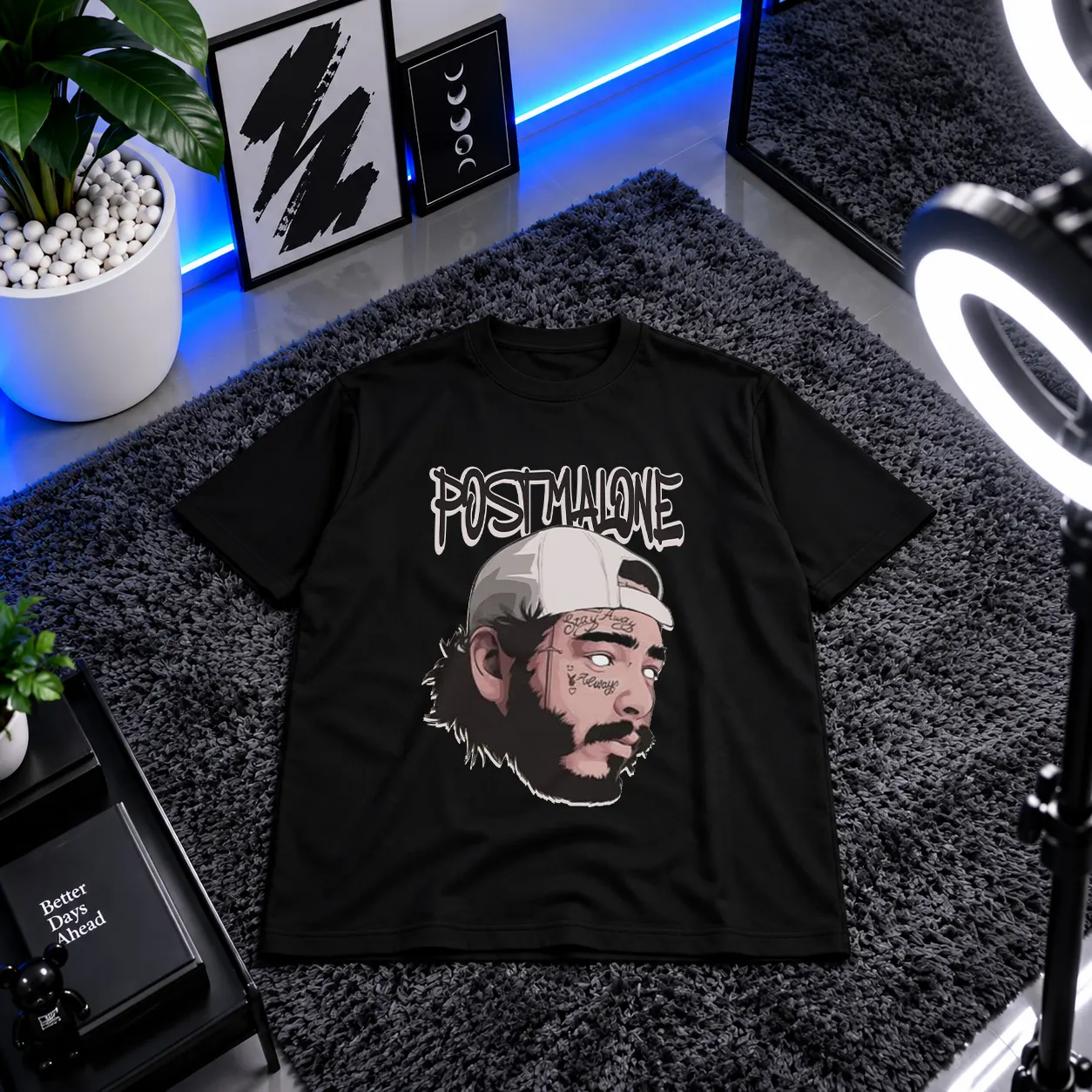تیشرت پست مالون طرح پرتره (Post Malone) کد 551