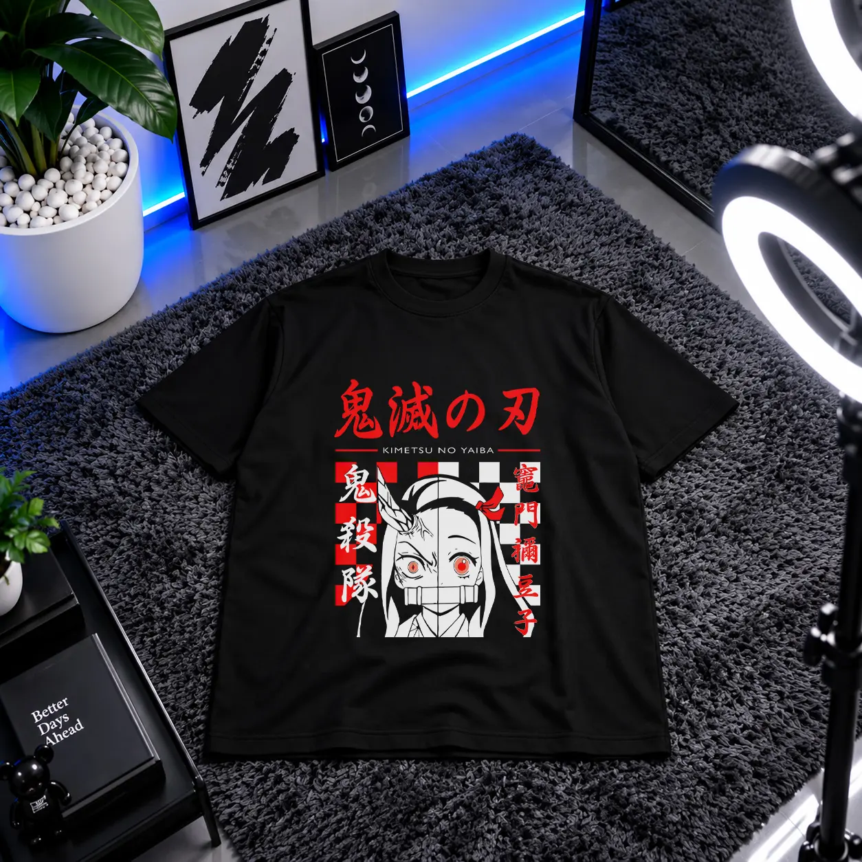 تیشرت انیمه شیطان کش طرح نزوکو دوچهره (Kimetsu no Yaiba) کد 5706