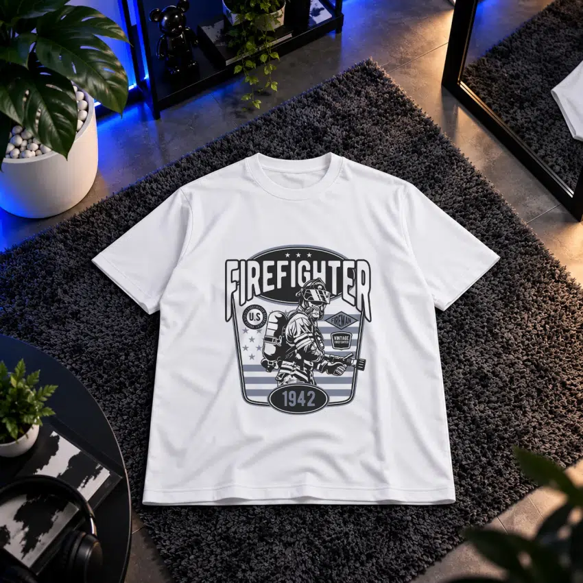 تیشرت آتش‌نشان طرح وینتیج آمریکایی Firefighter