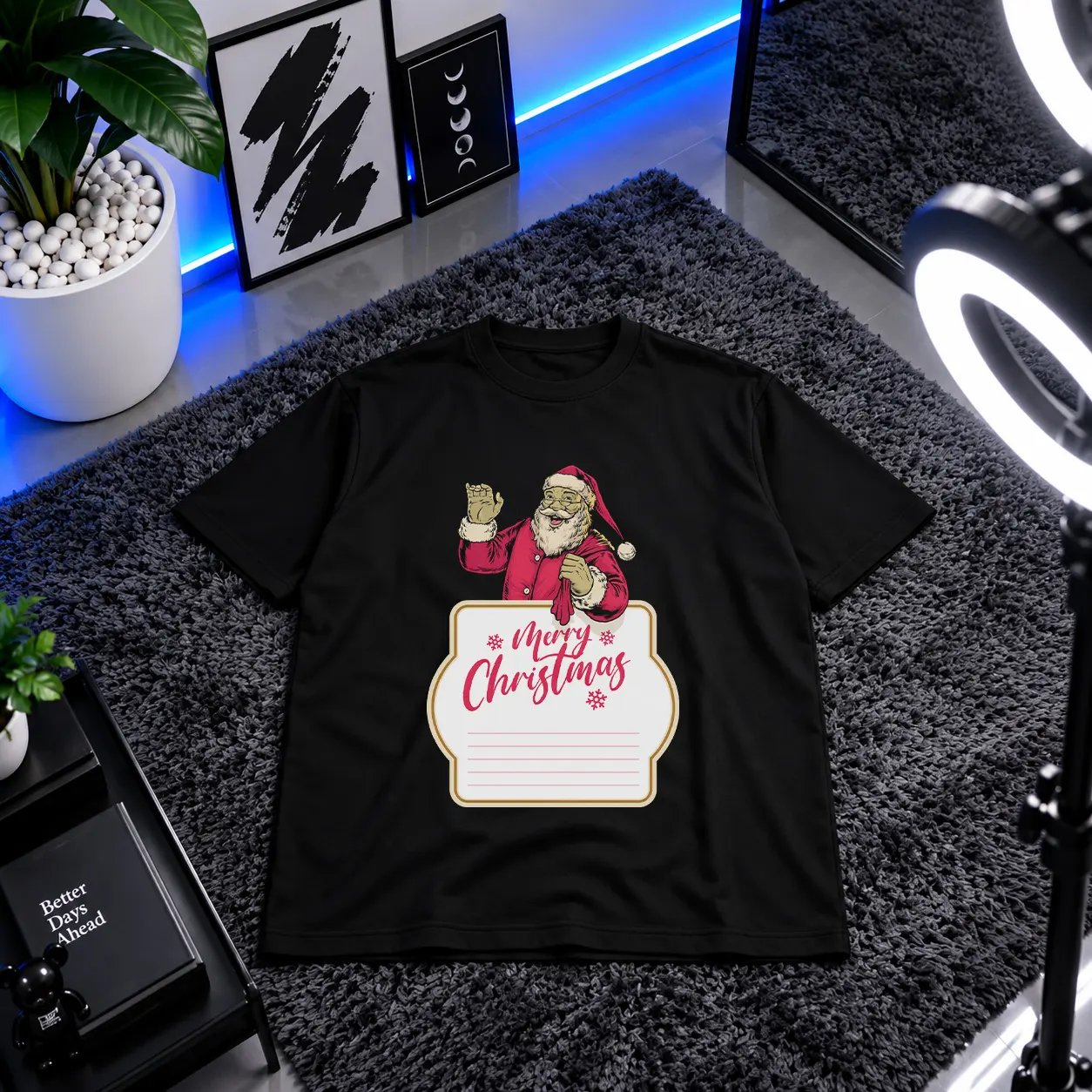 تیشرت کریسمس طرح بابانوئل و نوشته Merry Christmas کد 6043