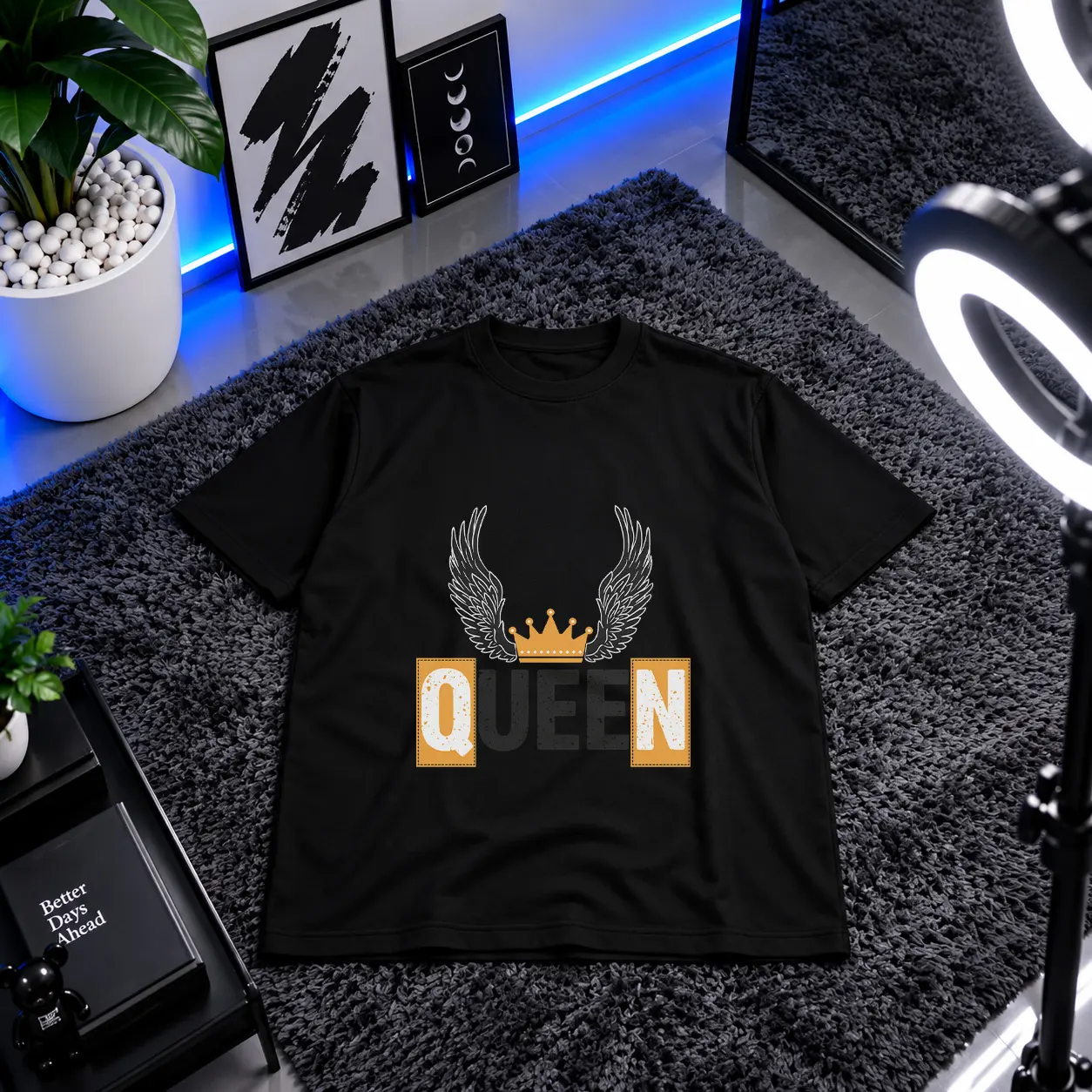 تیشرت طرح Queen با تاج و بال کد 6064