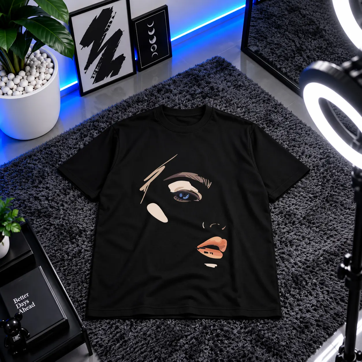 تیشرت چهره زنانه طرح مینیمال کد 6235