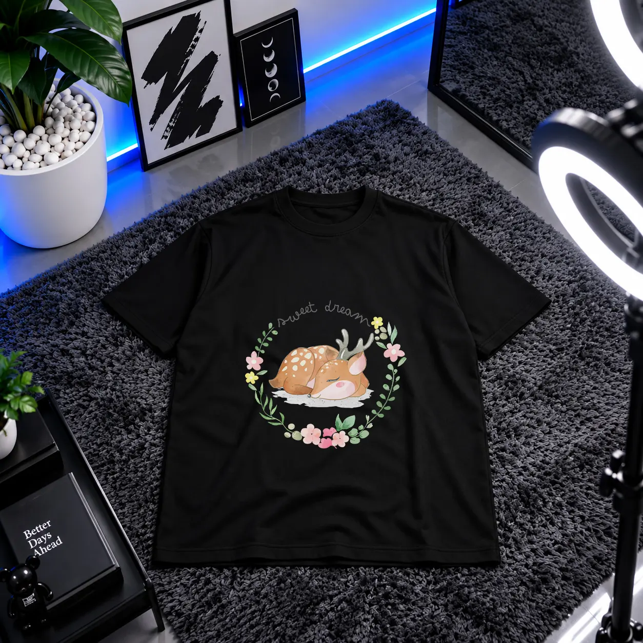 تیشرت گوزن خوابیده نوشته Sweet Dream کد 6326