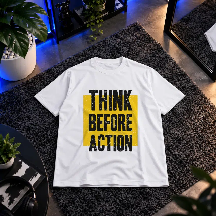 تیشرت انگیزشی طرح Think Before Action
