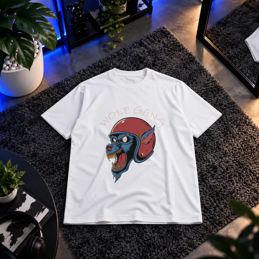 تیشرت گرگ موتورسوار طرح Wolf Gang