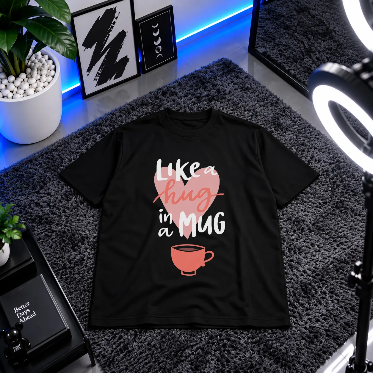تیشرت قهوه نوشته Like a Hug in a Mug کد 6470