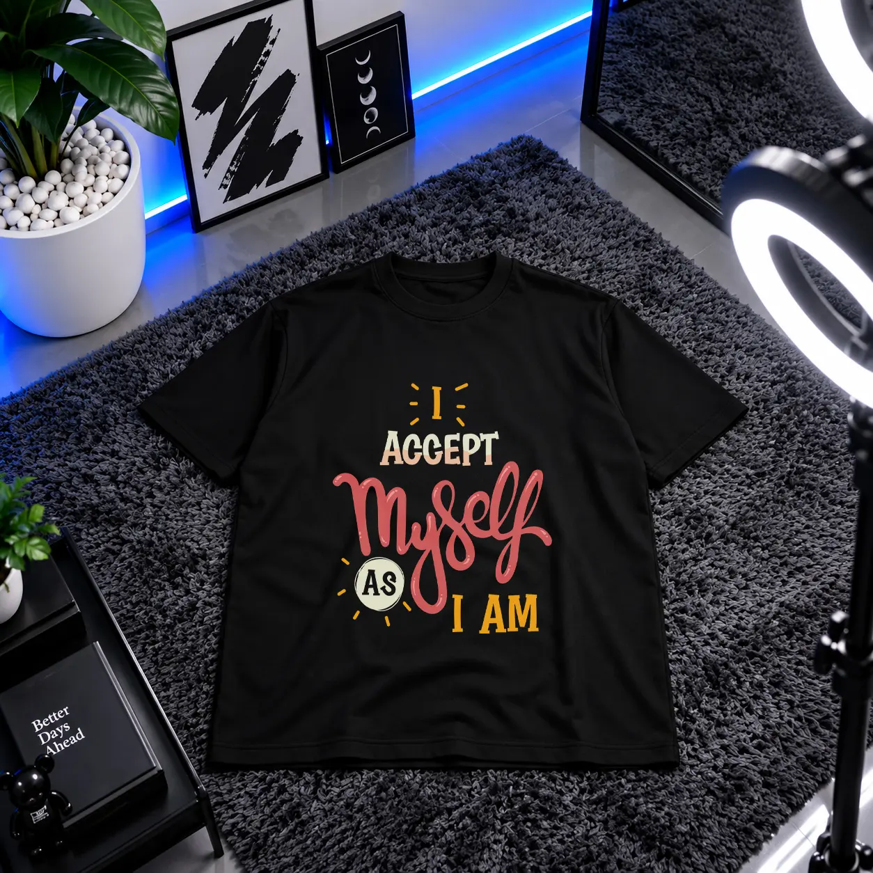 تیشرت خوددوستی طرح I Accept Myself کد 6508