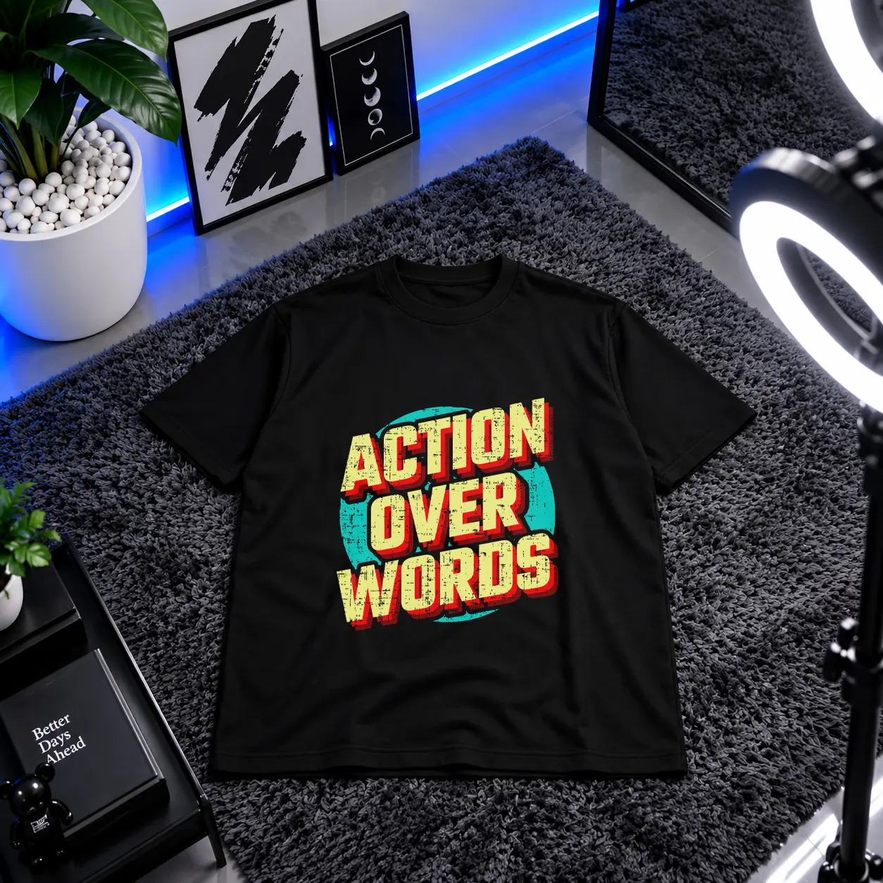 تیشرت انگیزشی طرح Action Over Words کد 7069