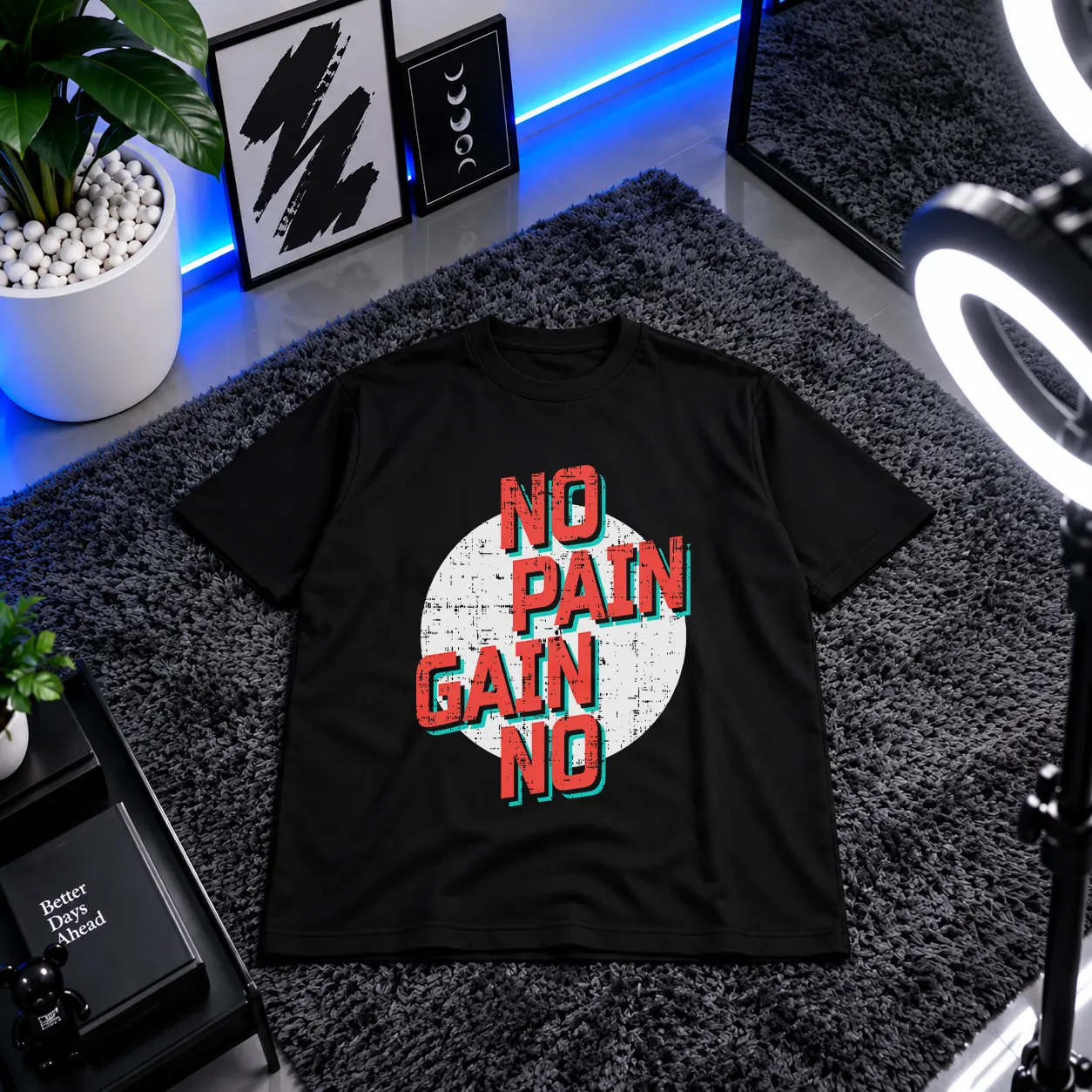 تیشرت بدنسازی طرح نوشته انگلیسی نابرده رنج گنج میسر نمی‌شود (No Pain No Gain) کد 7092