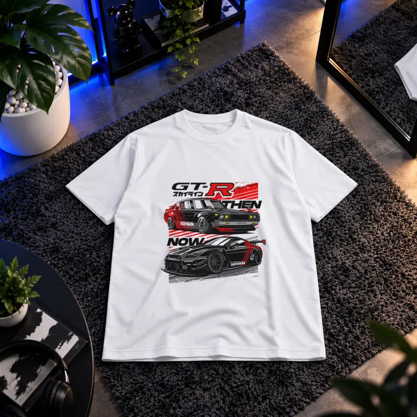 تیشرت نیسان اسکای‌لاین طرح GT-R Then Now
