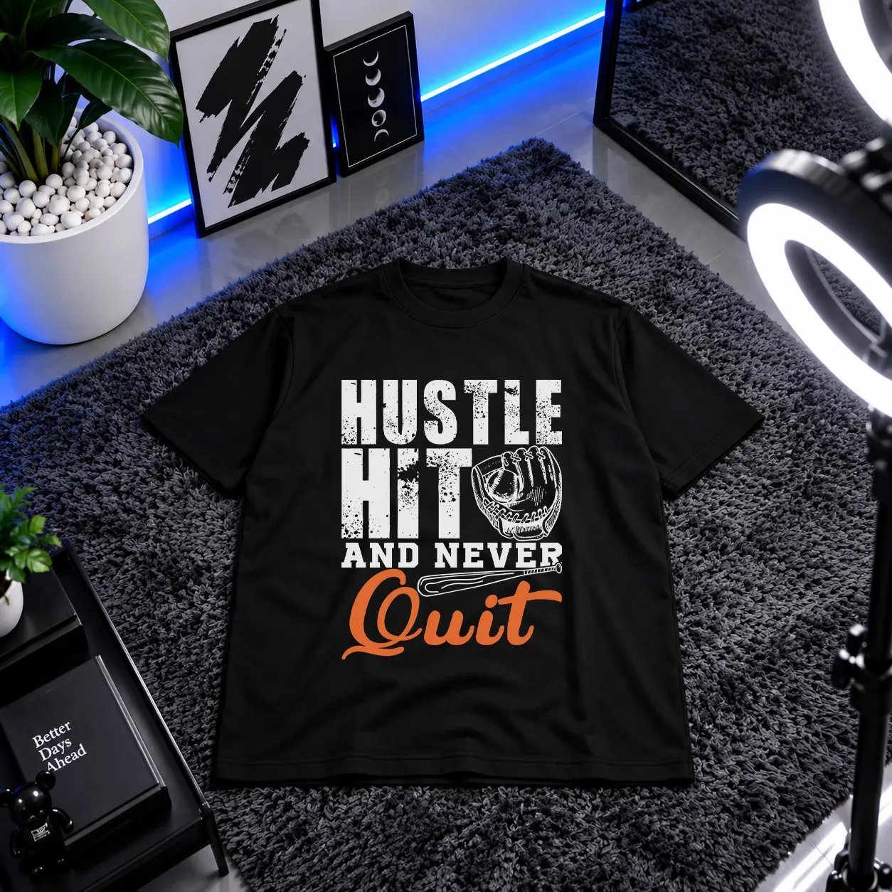 تیشرت Hustle Hit and Never Quit کد 7644