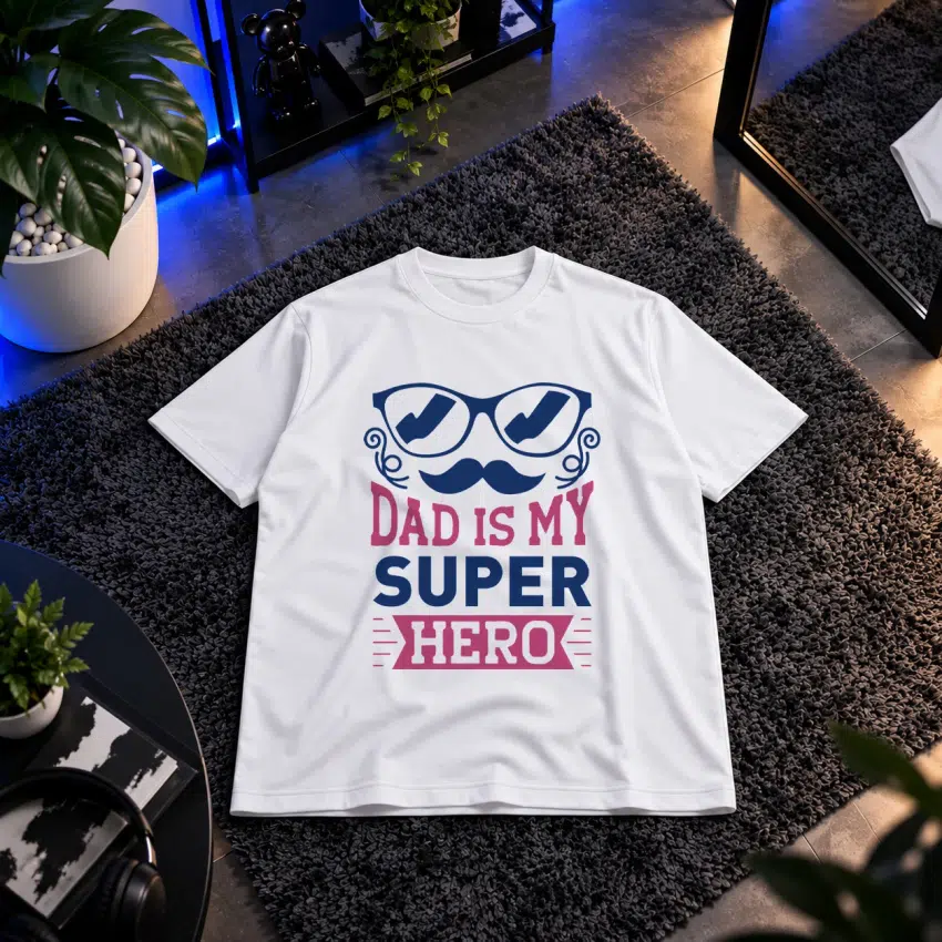 تیشرت روز پدر طرح Dad Is My Super Hero