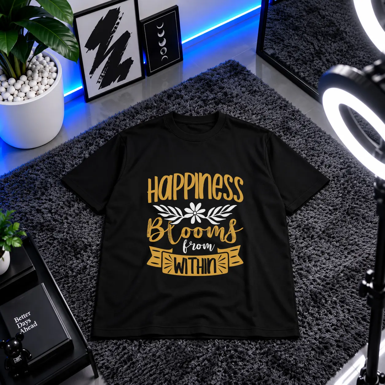 تیشرت حال خوب نوشته Happiness Blooms کد 7851