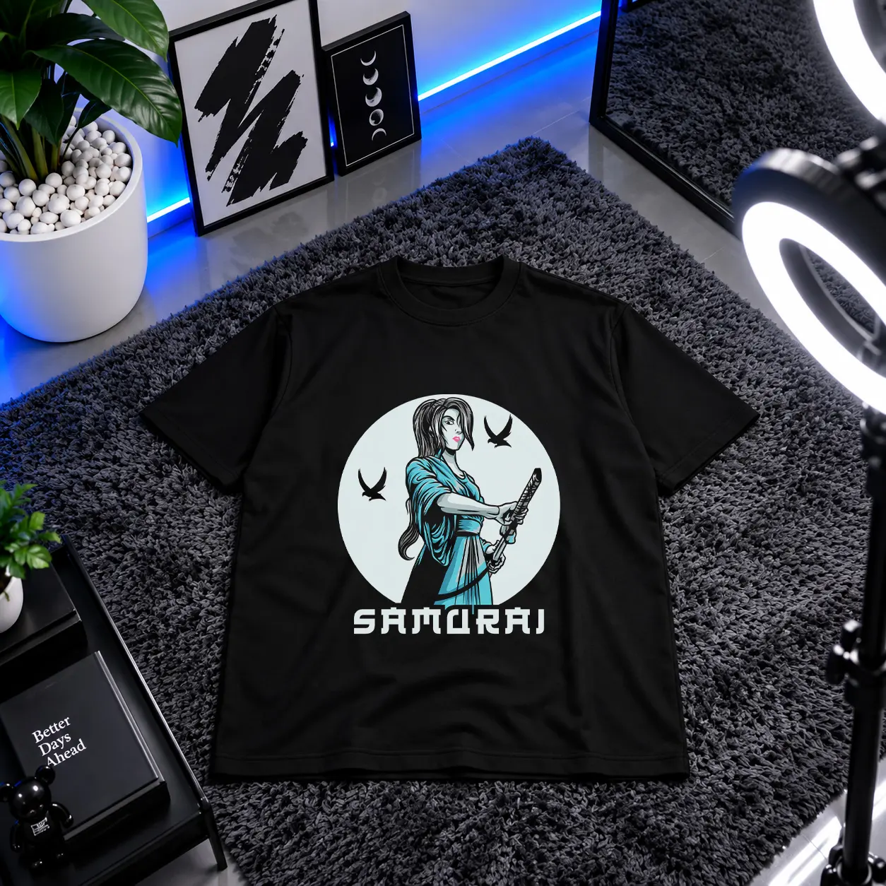 تیشرت طرح سامورایی دختر جنگجو ژاپنی (Samurai) کد 7981