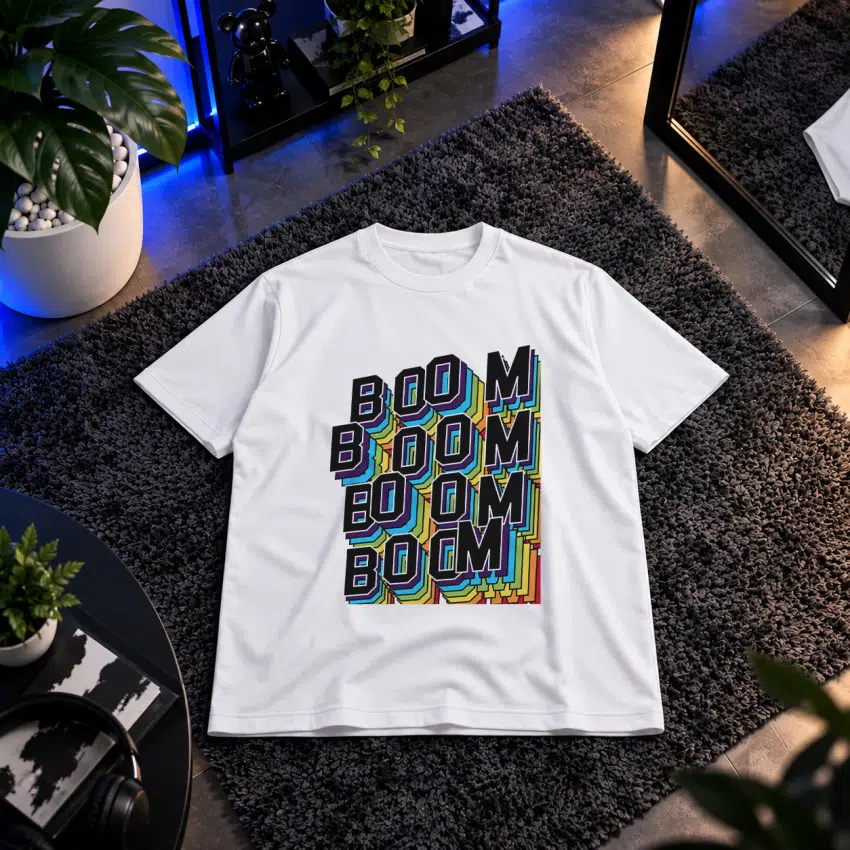 تیشرت تایپوگرافی رنگی Boom Boom Boom