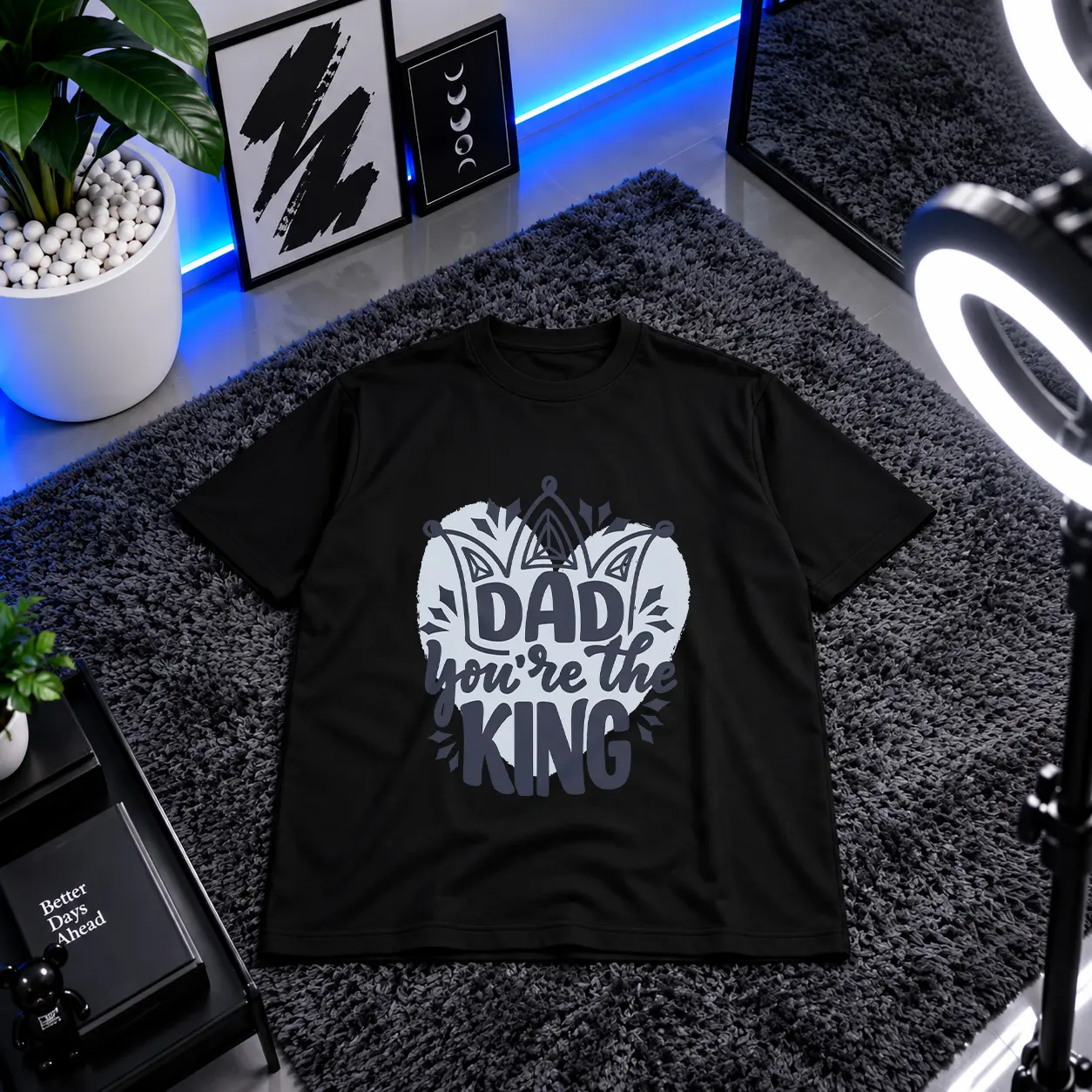 تیشرت روز پدر طرح Dad You're The King کد 8136